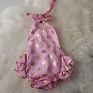 Custom made romper pink gold 6 months
